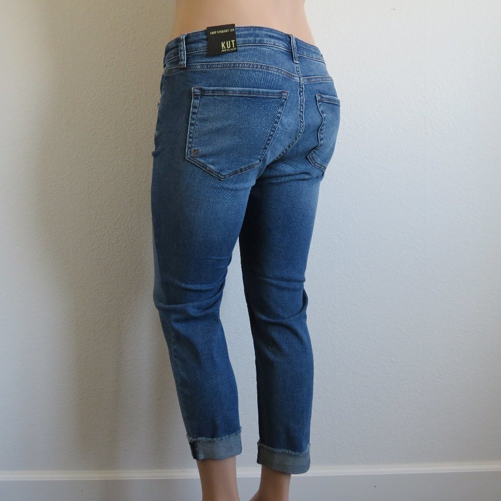 KUT from the KLOTH Jeans Women DISTRESSED Denim Crop Straight Leg Plus Size 20W - Picture 2 of 3